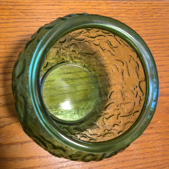 Textured Glass Vase Bowl Avocado Green Vintage EO Brody Co. - Picture 3 of 5
